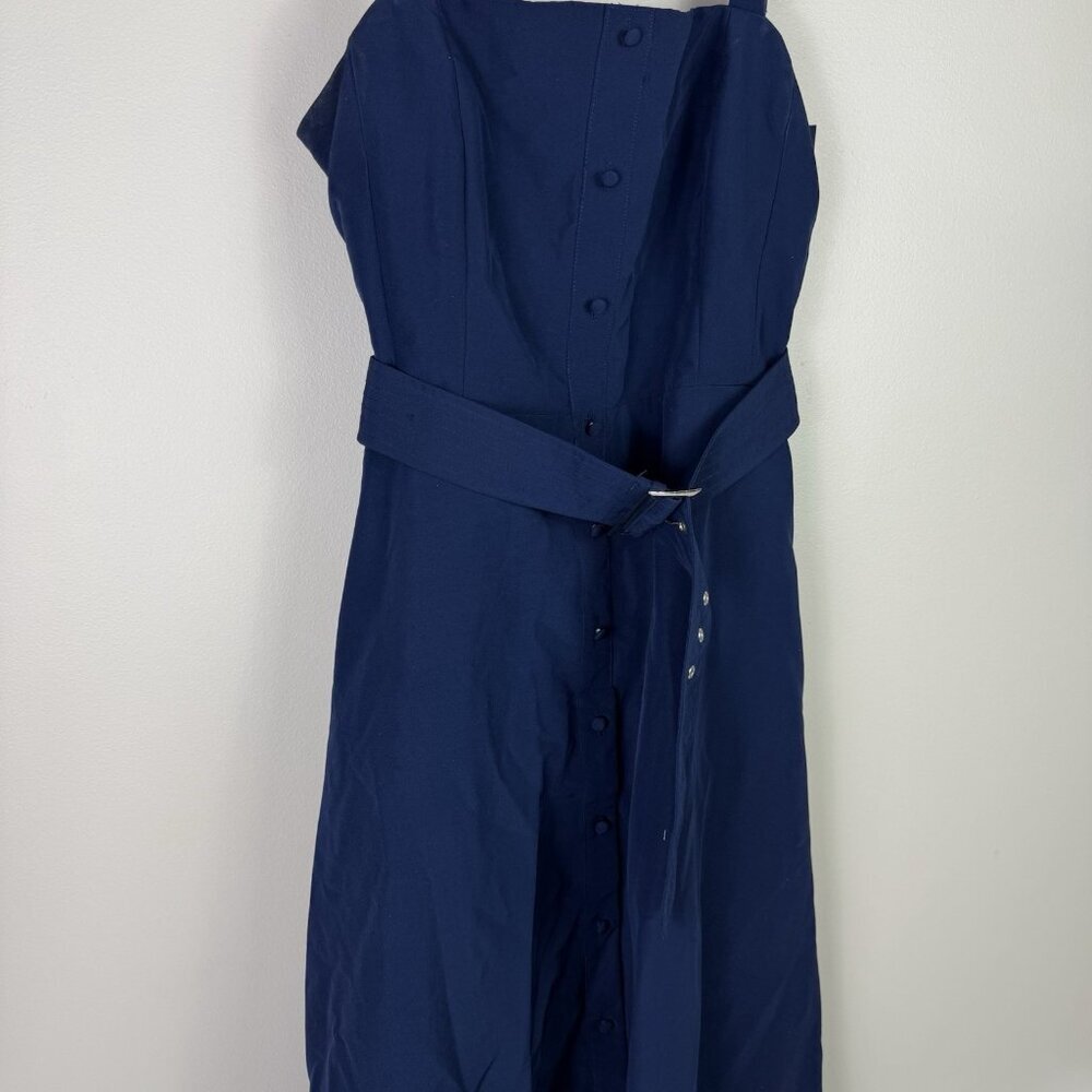Julia Jordan Women's Navy Blue Belted Button Midi Dress Front Size 8 Party Chic - Picture 6 of 11